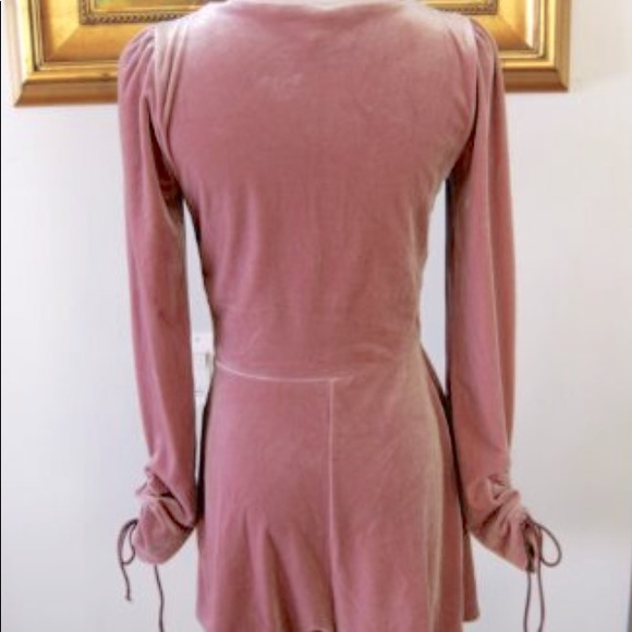 Urban Outfitters Pink Velvet Surplice Romper - Picture 2 of 5